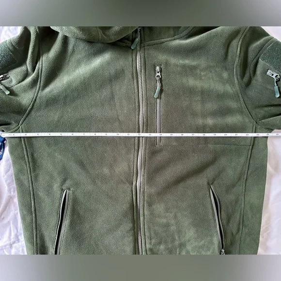 Baerskin Tactical Fleece Hoodie Jacket Men’s Large Green Full Zip Pockets - Picture 6 of 9